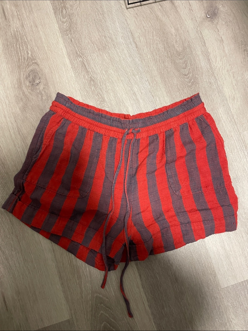 Urban Outfitters Red & Purple Striped Athletic Shorts